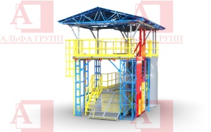 Учебно-тренировочный полигон Альпинист-03-06-3А от АЛЬФА ГРУПП для практических занятий на высоте и в замкнутом пространстве с применением средств индивидуальной защиты и стационарных анкерных систем.  